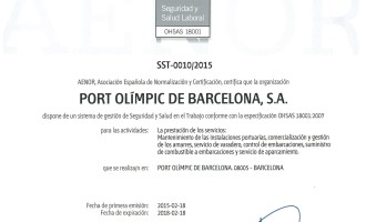 El Port Olímpic obté el certificat de seguretat laboral OHSAS 18001