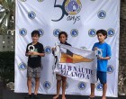 Podio del CN Vilanova en el Trofeo Costa Dorada de Óptimist G3 y G1