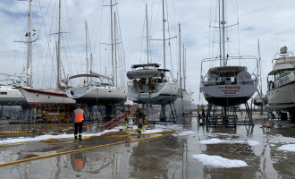 Simulacros de incendio en San Carles Marina, el CN El Balís y el Club Nàutic Sant Feliu de Guíxols
