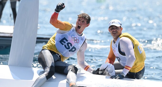 Oro Olímpico para los españoles Florian Trittel (CN El Balís) y Diego Botín, en Skiff masculino